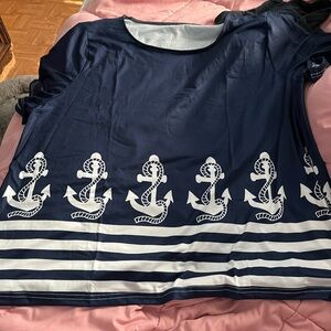 Casual Blue and White Top